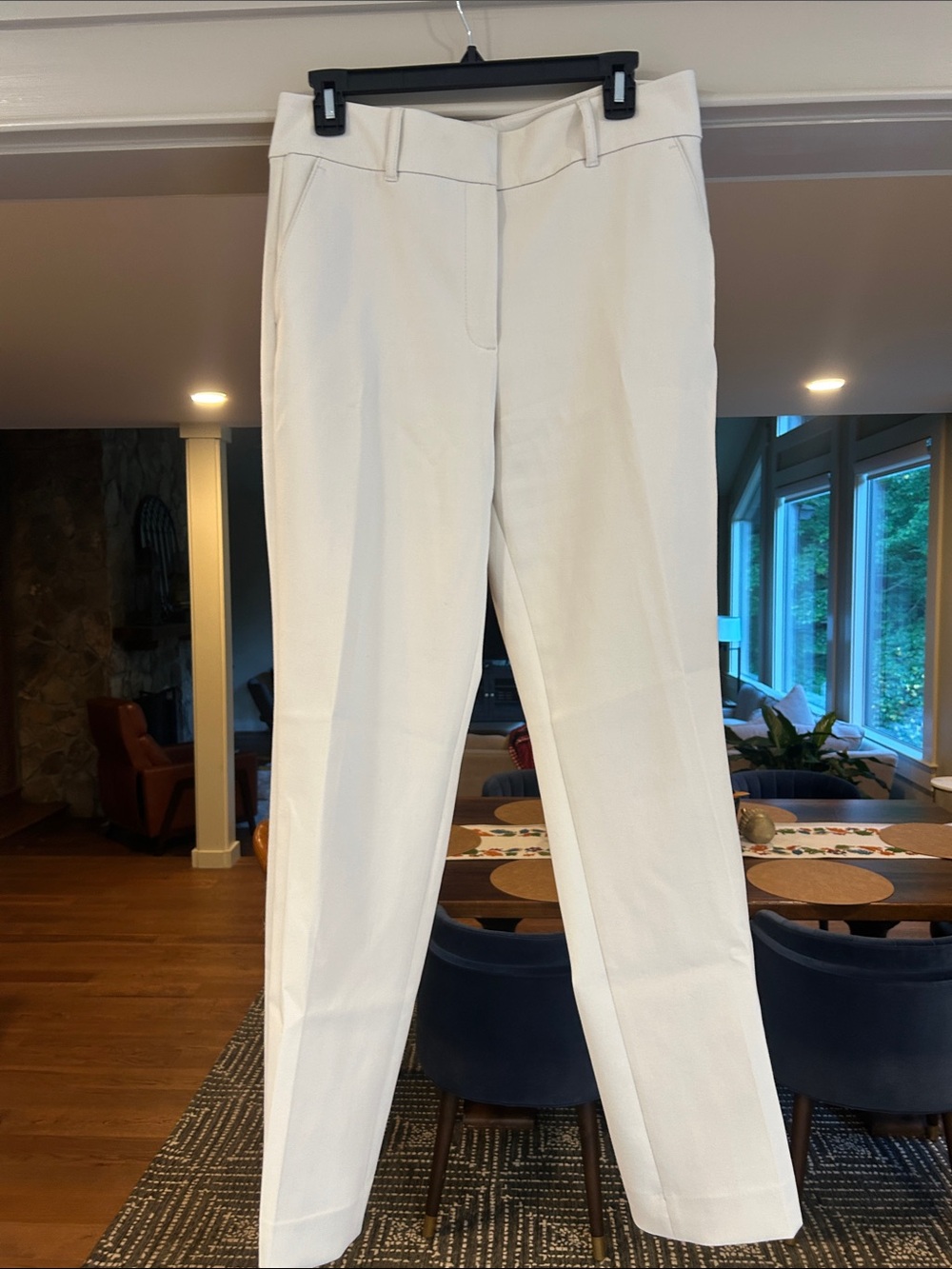 WHBM Women's Cream Dress Pants - Tailored Straight Leg